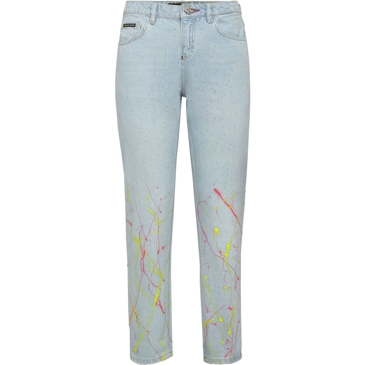 Boyfriend Fit Jeans mit Farbspritzern