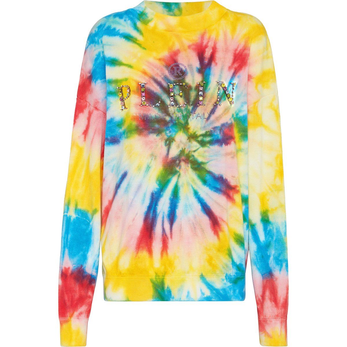 Tie-Dye Strickpullover mit Rundhalsausschnitt