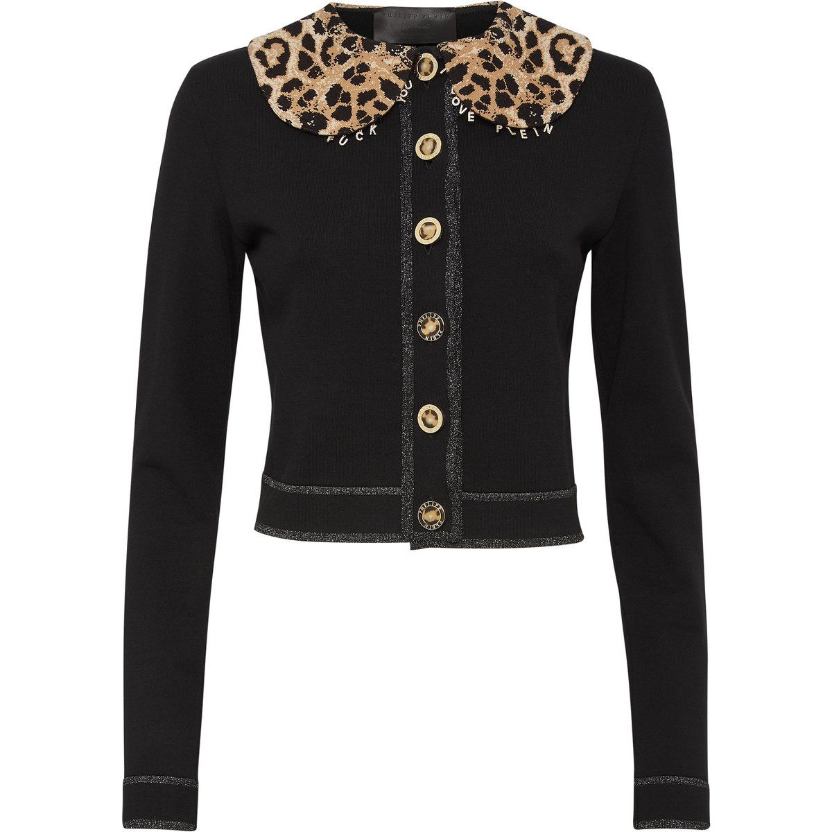 Figurstrickjacke mit Leopardenkragen