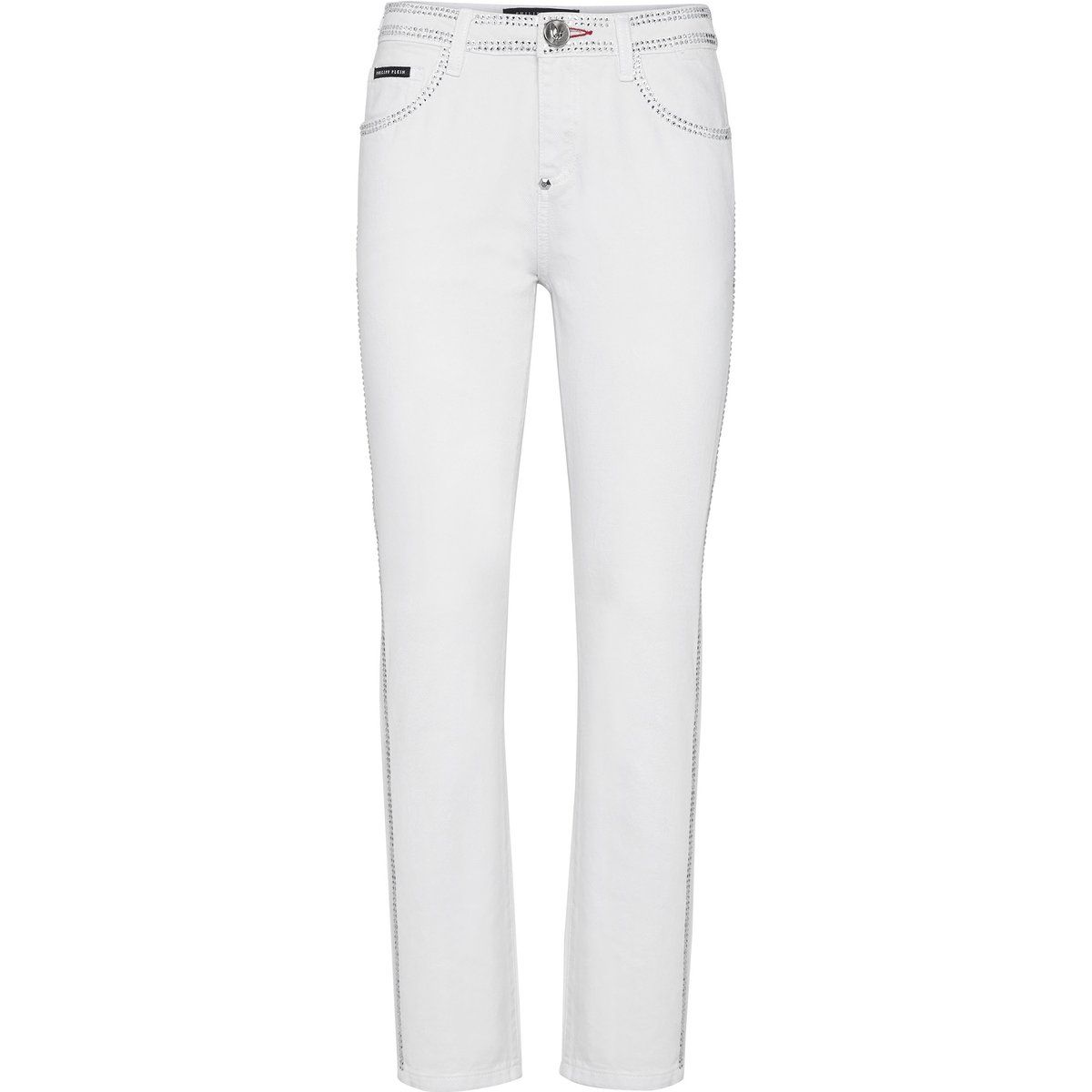 Boyfriend-Fit Jeans mit Schmucksteinen