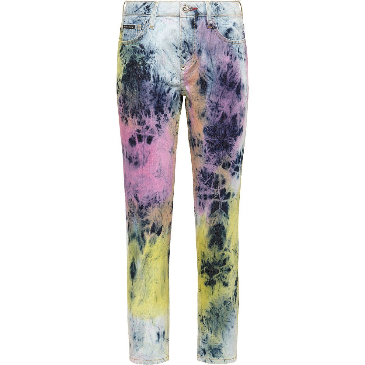 Boyfriend-Fit Jeans mit Batikmuster