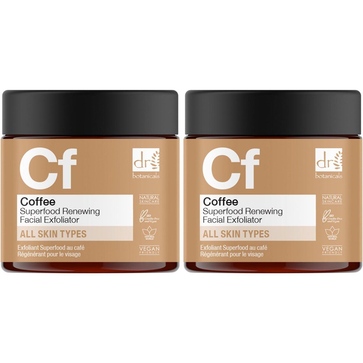 Dr Botanicals Kaffee Superfood Erneuernder Gesichtspeeling 60ml x 2 Duo-Pack