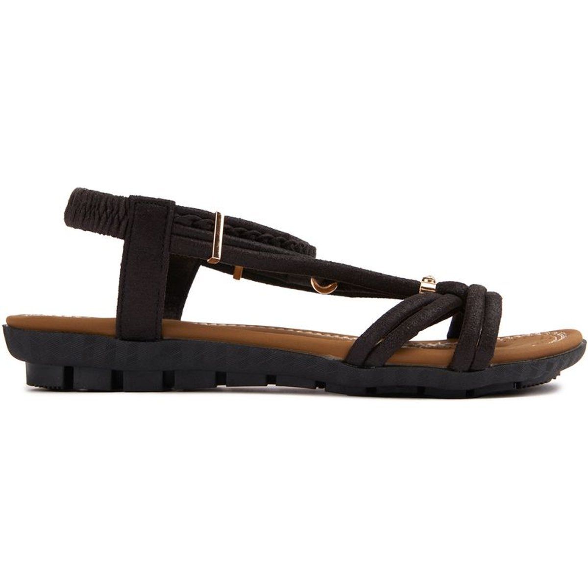 Flache Sandale mit geflochtenem Riemen und Schnalle