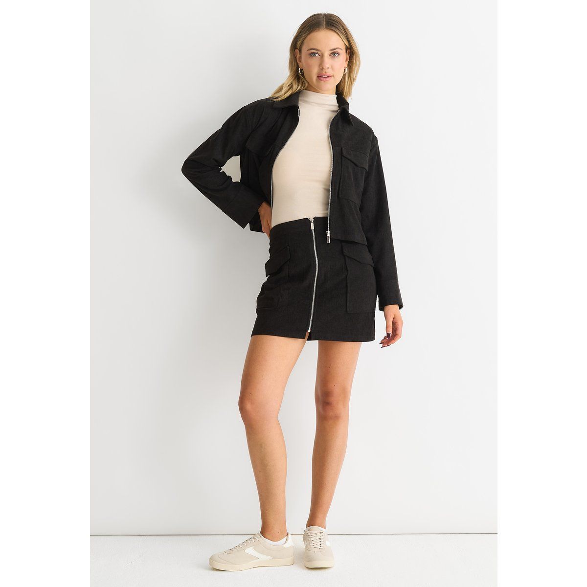 Boxy Cordjacke mit Reißverschluss