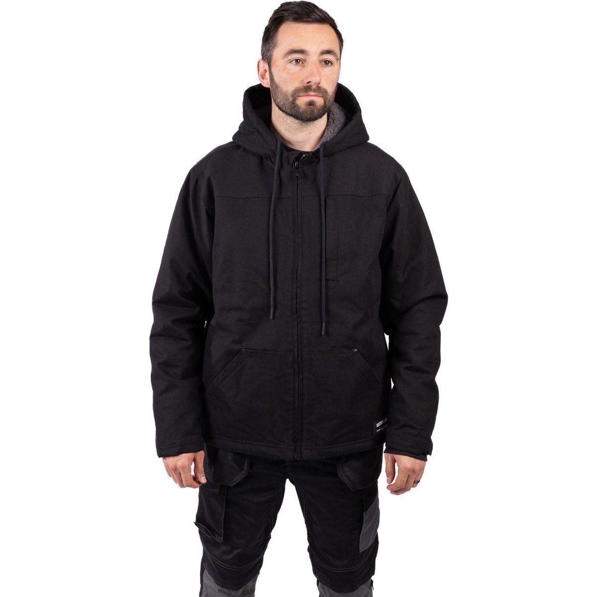 Caterpillar Kapuzen-Sherpa-Fleecejacke für Herren in Schwarz