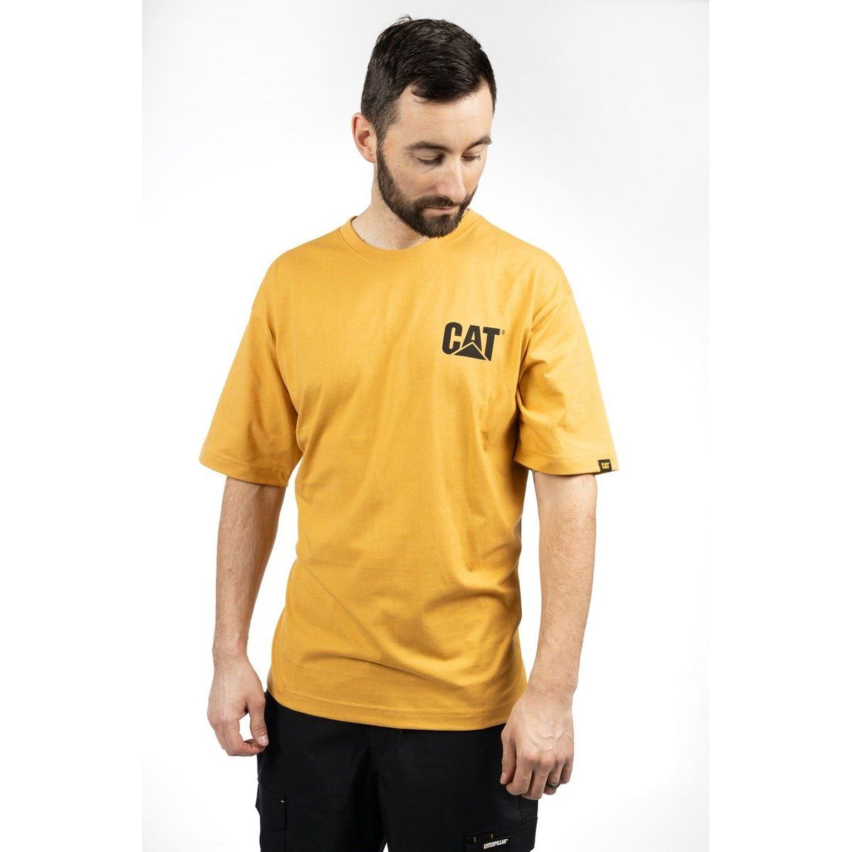 Caterpillar W05324 Markenzeichen Baumwolle Herren Gelbes T-Shirt