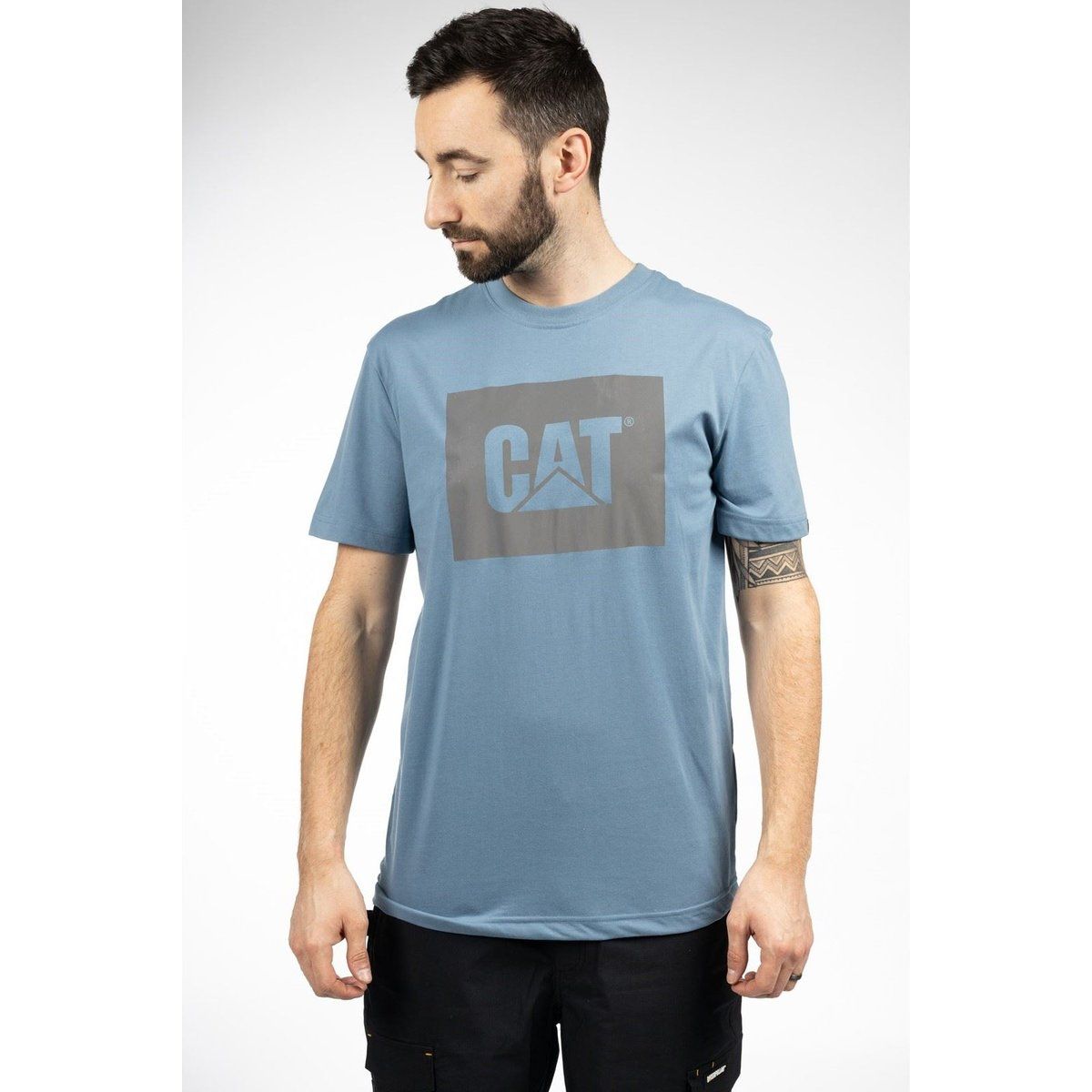 Caterpillar Grafik Baumwoll Herren Blau T-Shirt
