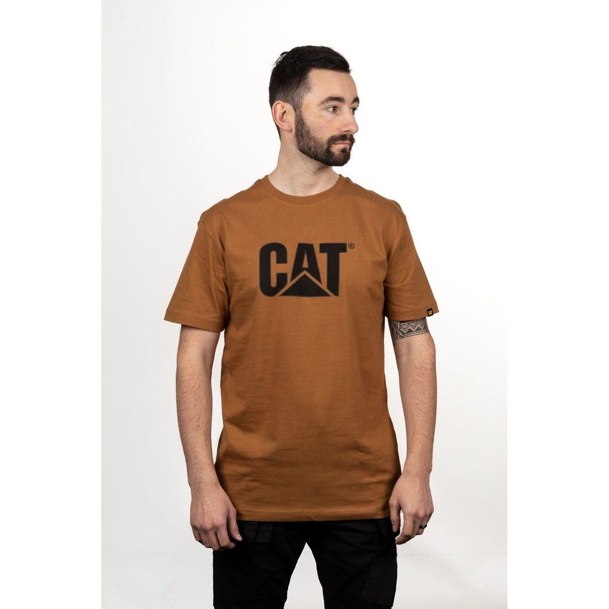 Caterpillar Markenlogo Baumwoll-Herren T-Shirt Bronze