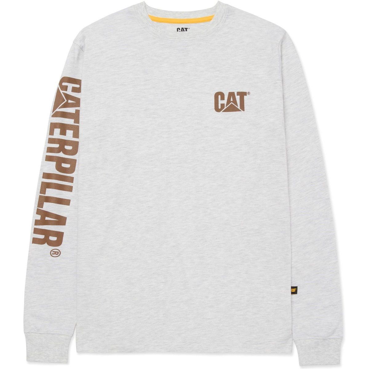 Caterpillar Markenbanner Langarm-Cotton-Herren T-Shirt in Creme