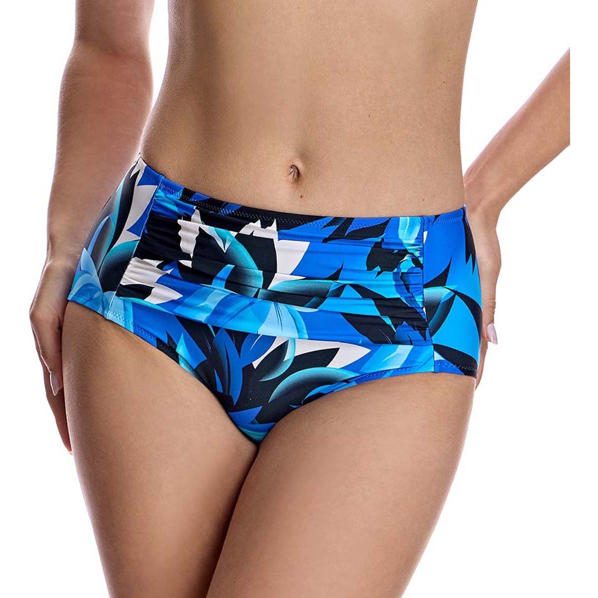 Bikinihose mit hohem Bund und Blumenmuster