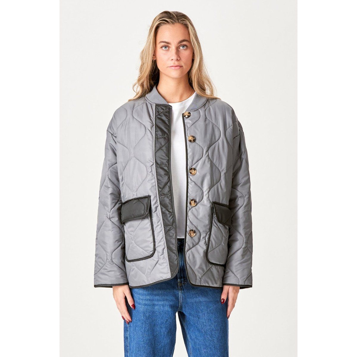 Gesteppte Blockjacke mit Taschen