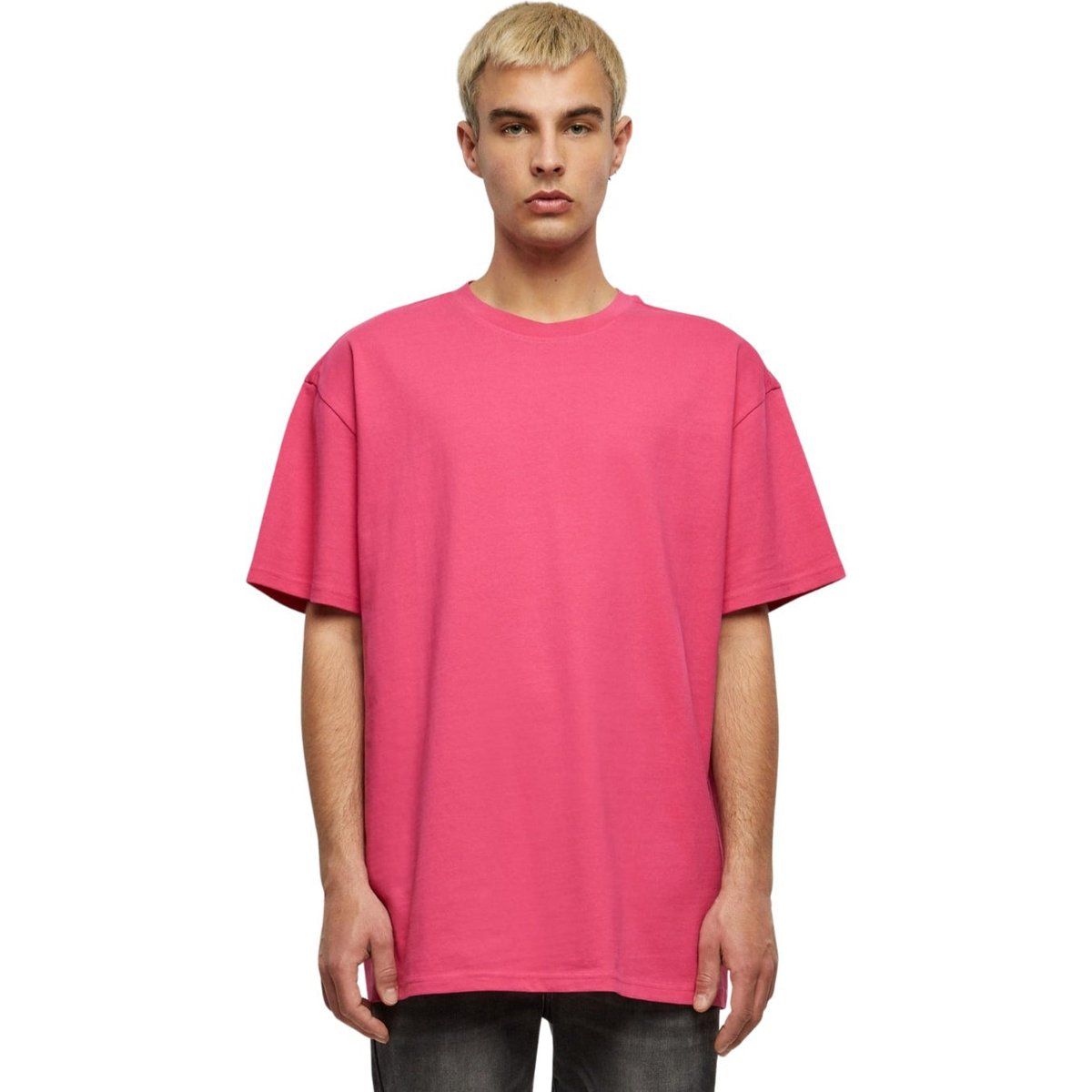 Übergroßes schweres T-Shirt Hibiskus Pink