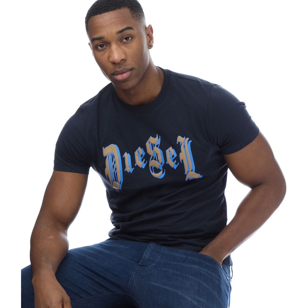 Herren Diesel Logo Grafik T-Shirt
