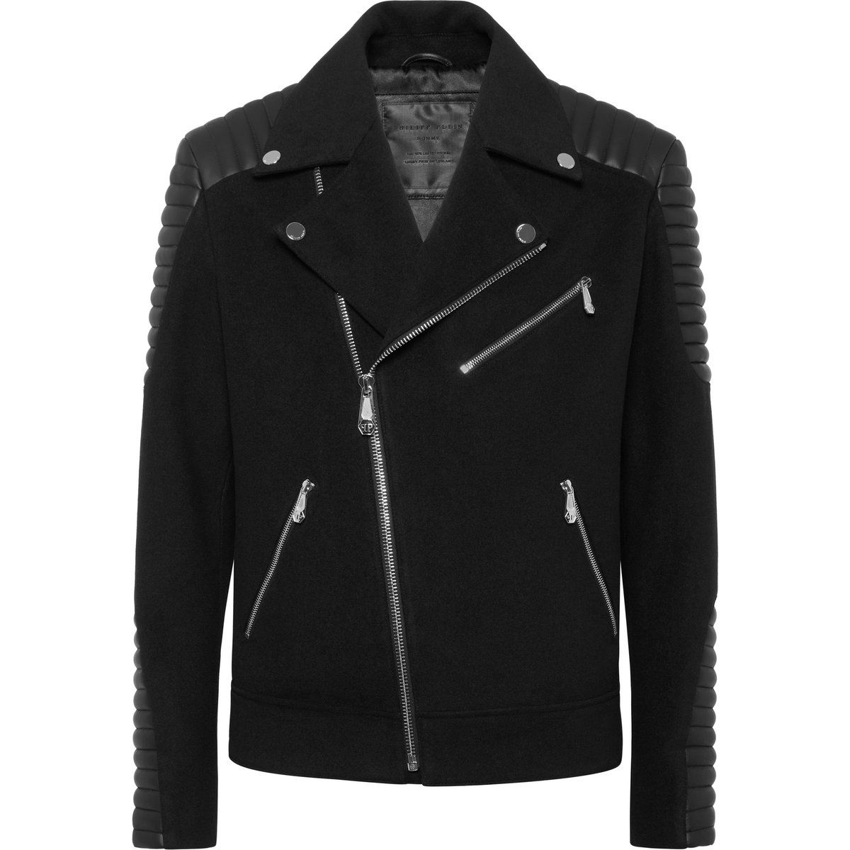 Bikerjacke aus Wolle mit Lederdetails