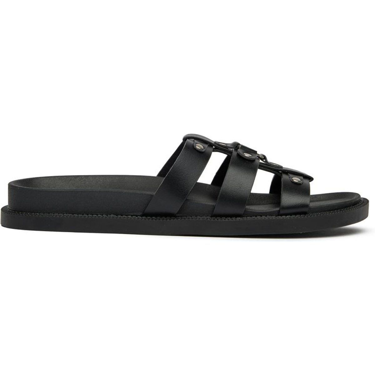 Schwarze Riemchensandalen mit Schnallen