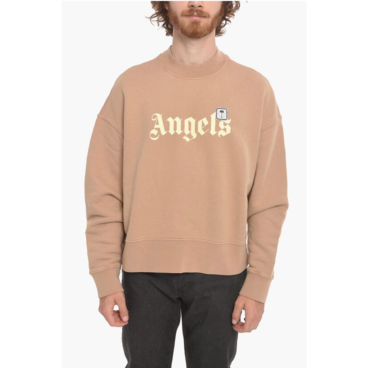 Beiges Baumwollfleece 'Angels' Sweatshirt