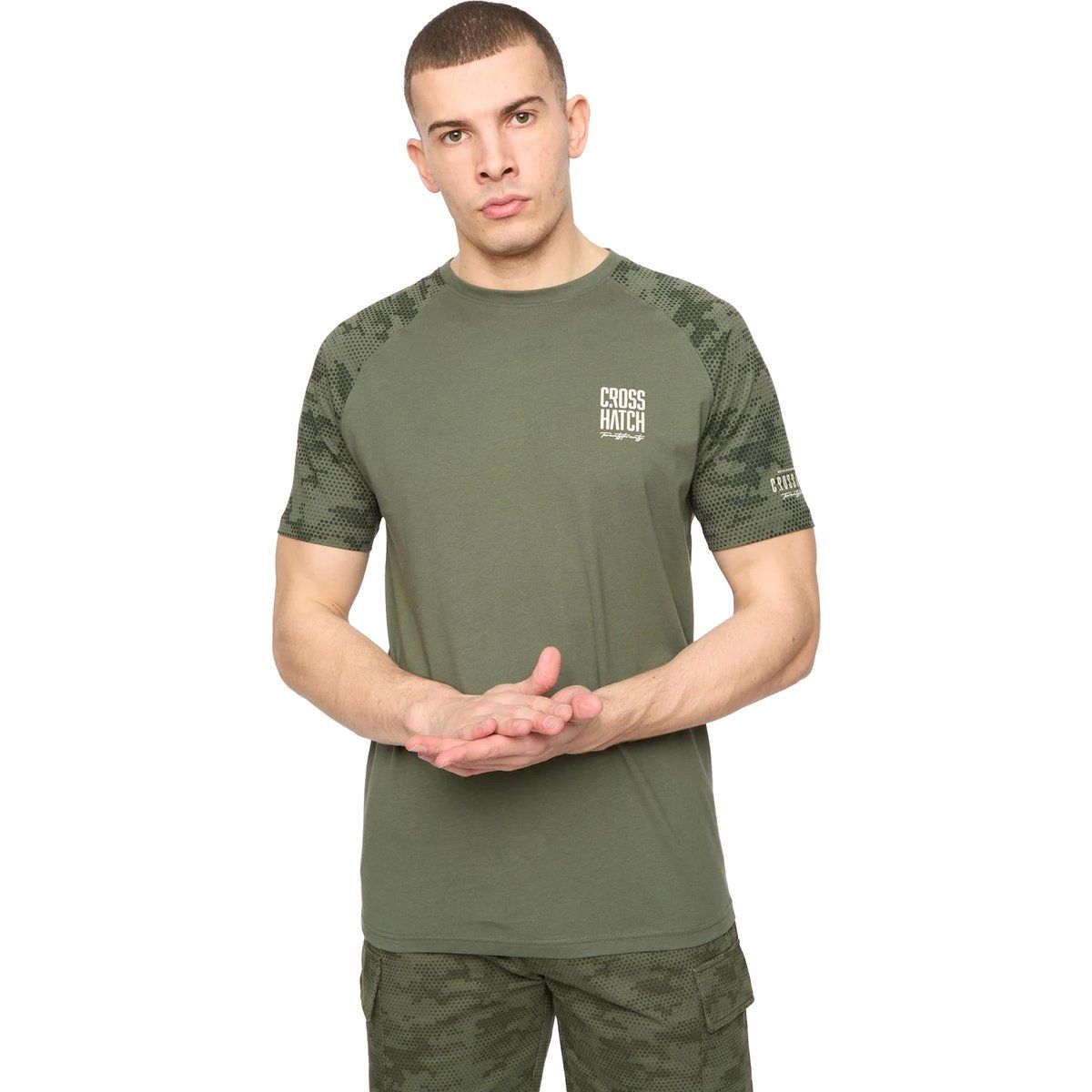 Herren Raglanärmel Oliv T-Shirt