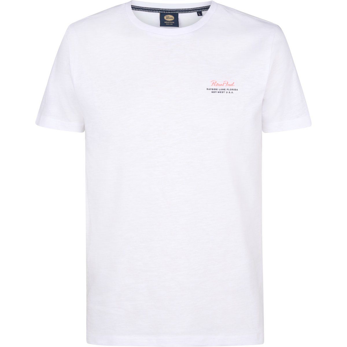 Weißes Kurzarm-T-Shirt aus Baumwolle mit Rundhalsausschnitt