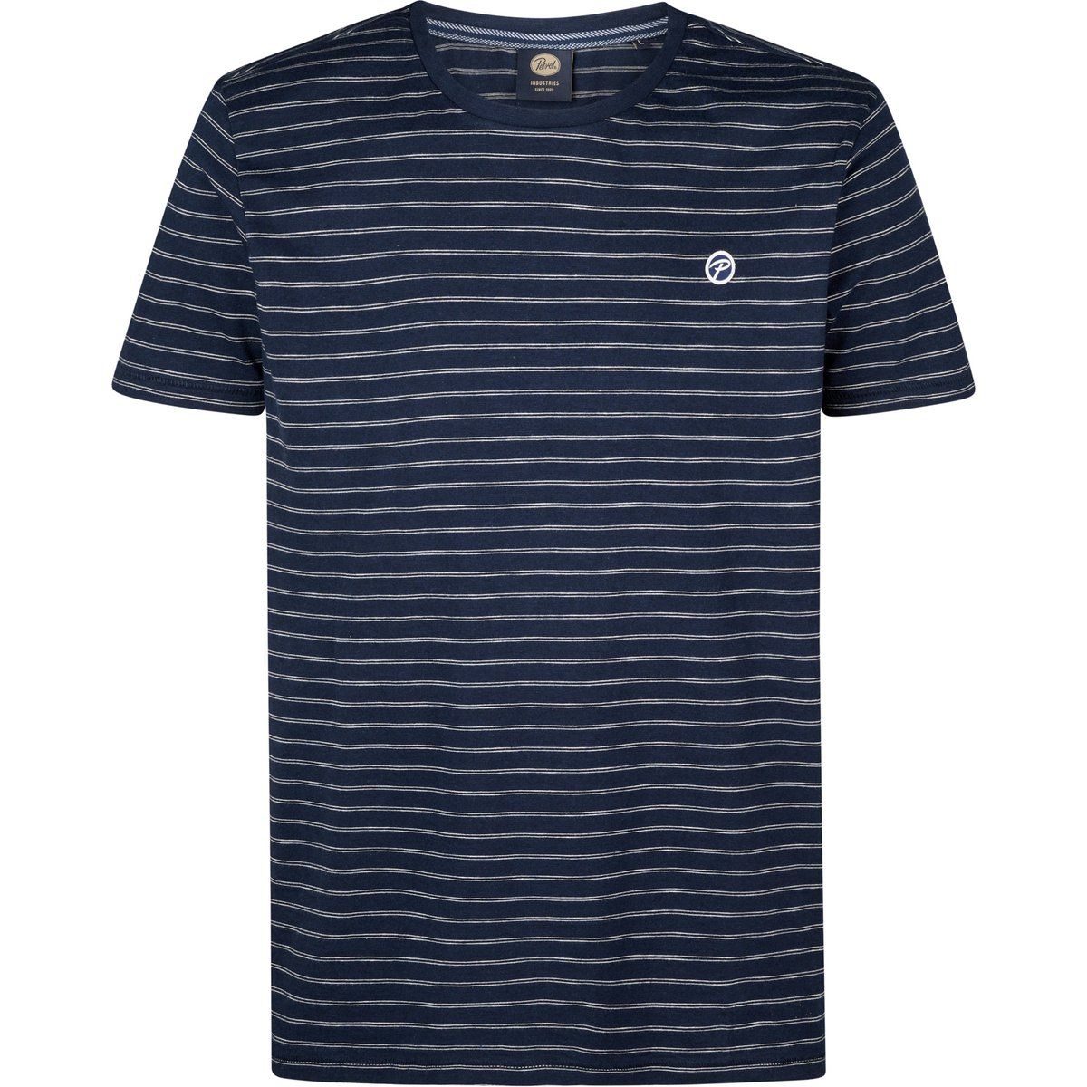 Gestreiftes Baumwoll-T-Shirt mit Rundhalsausschnitt