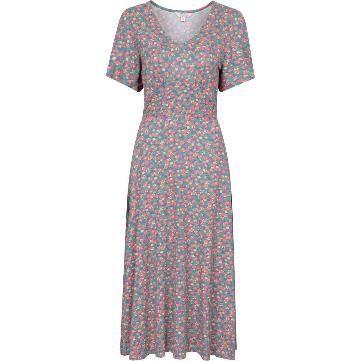 Geblümtes V-Ausschnitt Midi-Kleid