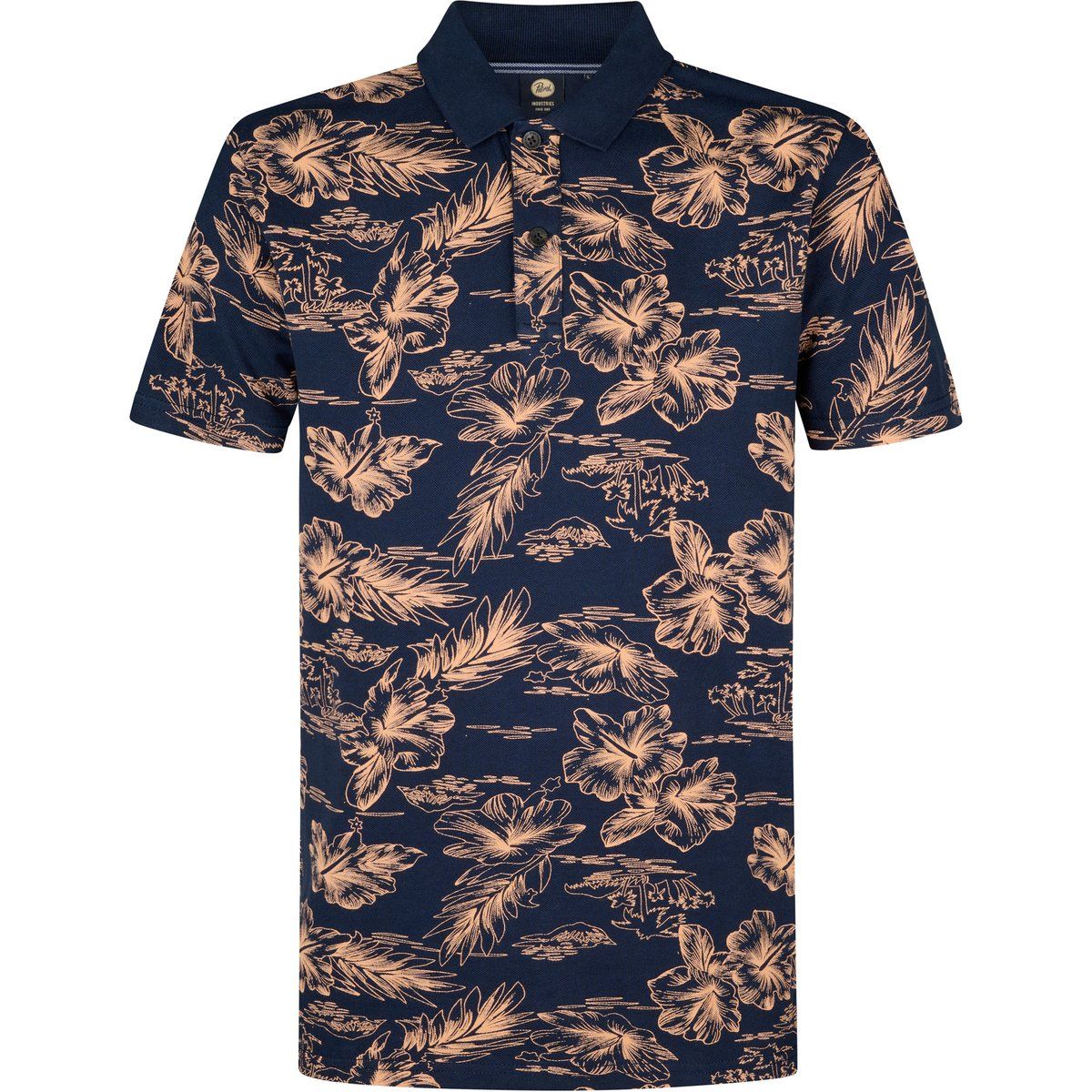 Herren Piqué Poloshirt mit Blumendruck