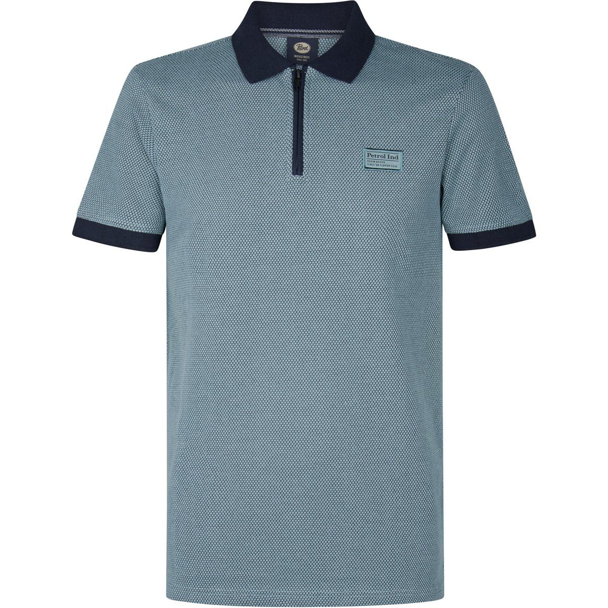 Herren Zweifarbiges Poloshirt mit Struktur