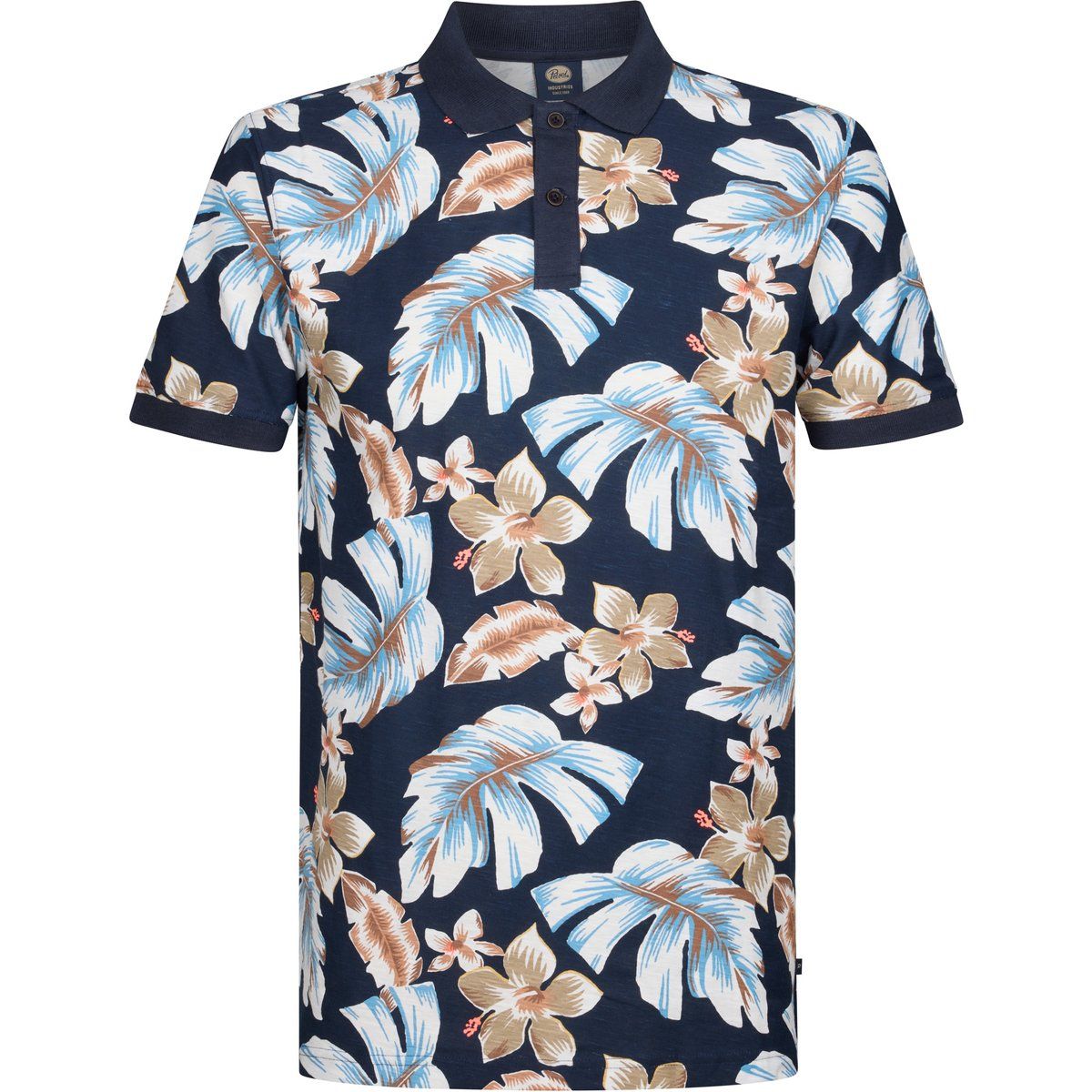 Herren Poloshirt mit Blumendruck