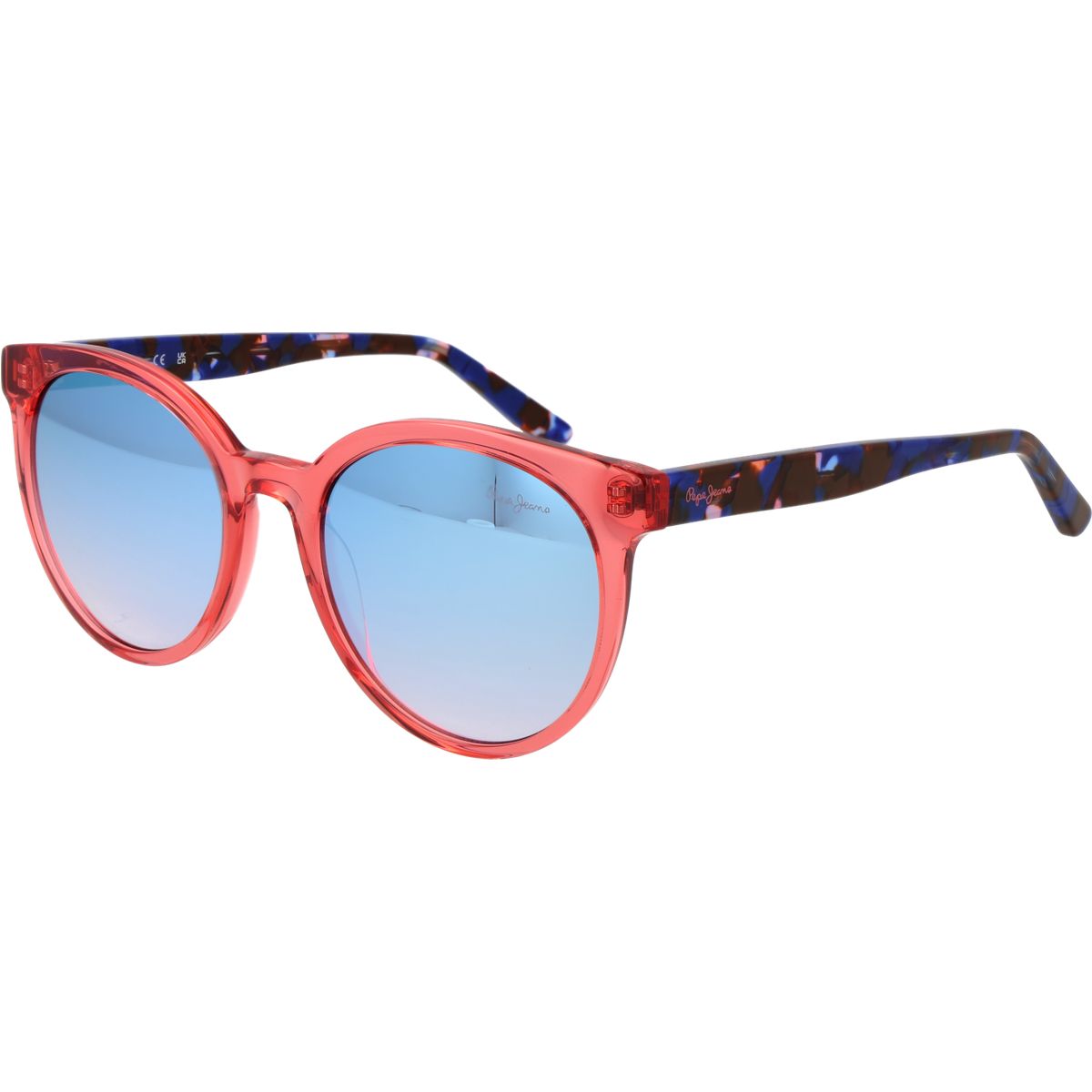 Runde Sonnenbrille mit gemusterten Bügeln