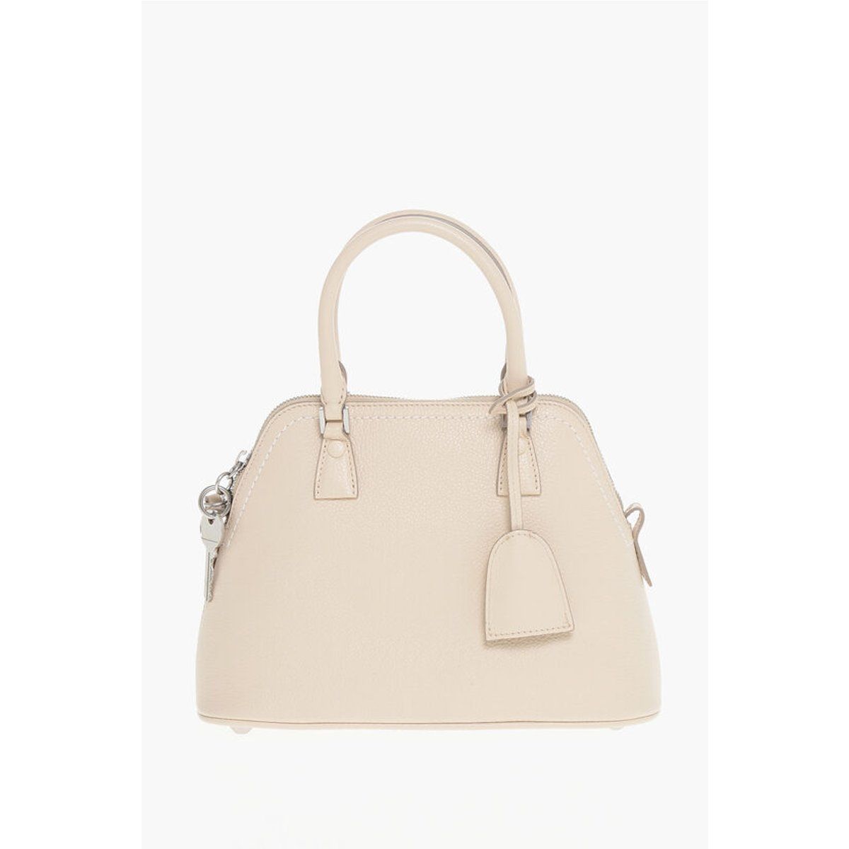 Strukturierte Lederhandtasche mit Griff