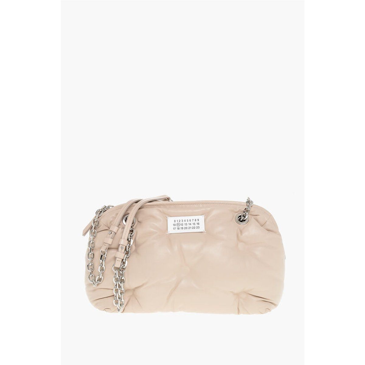 Gesteppte Schultertasche aus Leder mit Kettenriemen
