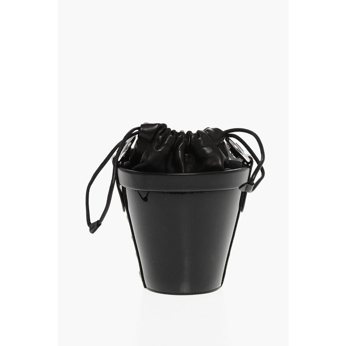 Glänzende schwarze Ledertasche