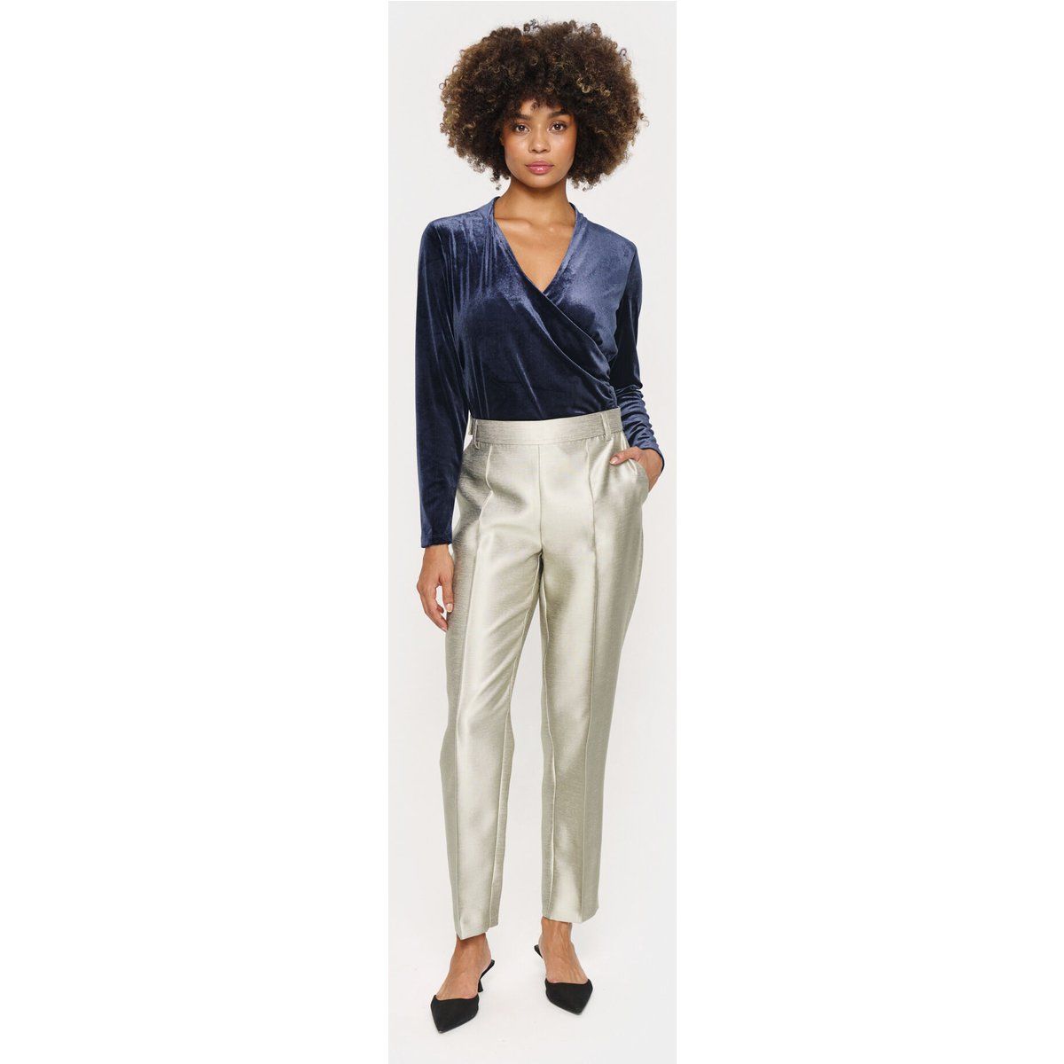 Langarm-Bluse Fitted blue