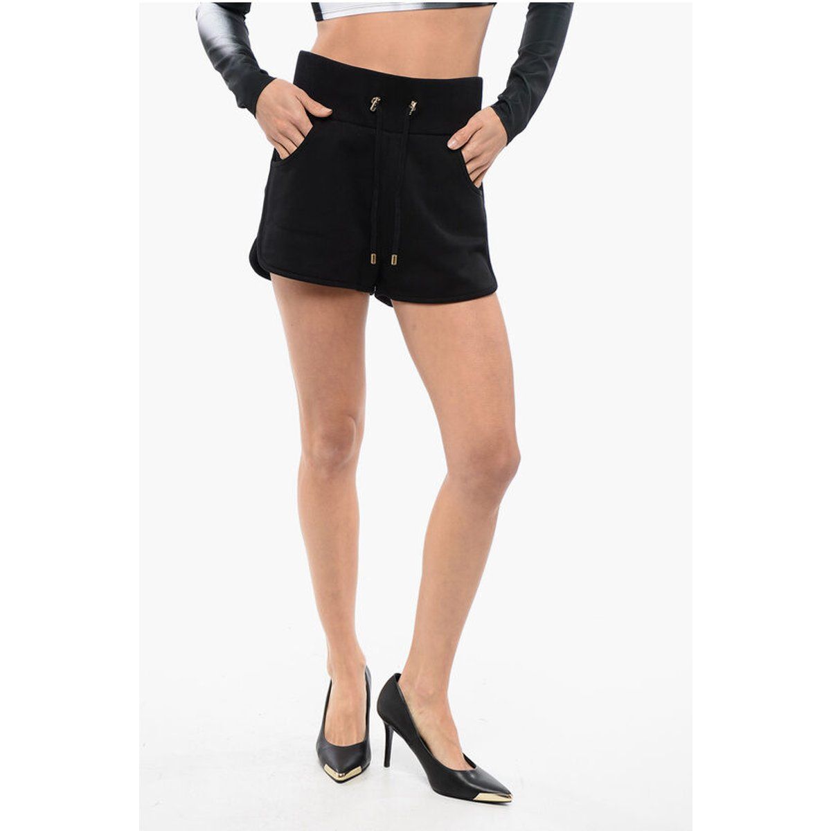 Schwarze Jersey-Shorts mit Logo-Print