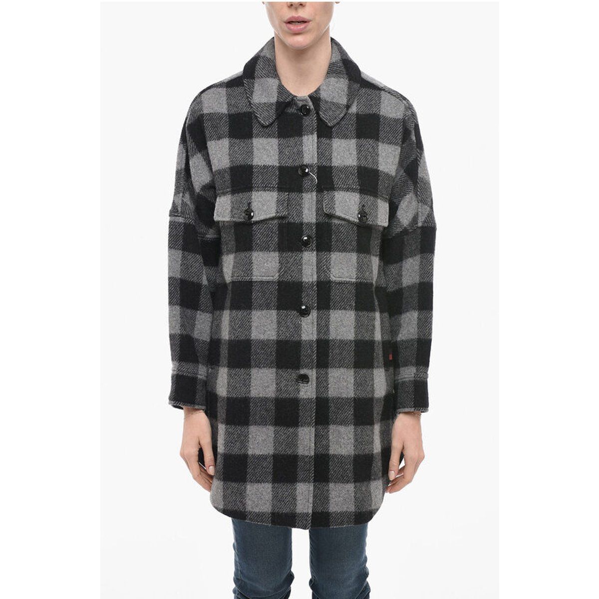 Graues und schwarzes Buffalo Overshirt