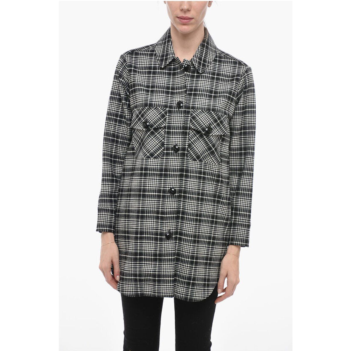 Schwarz-weiß kariertes Overshirt