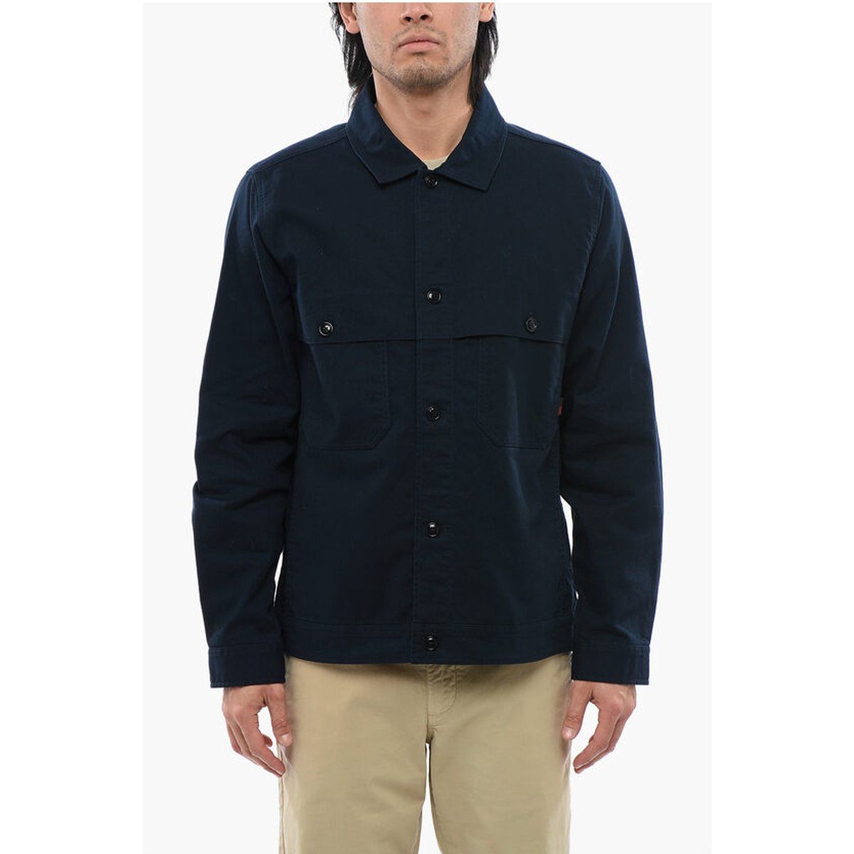 Navy Twill Hemdjacke mit Knopfleiste
