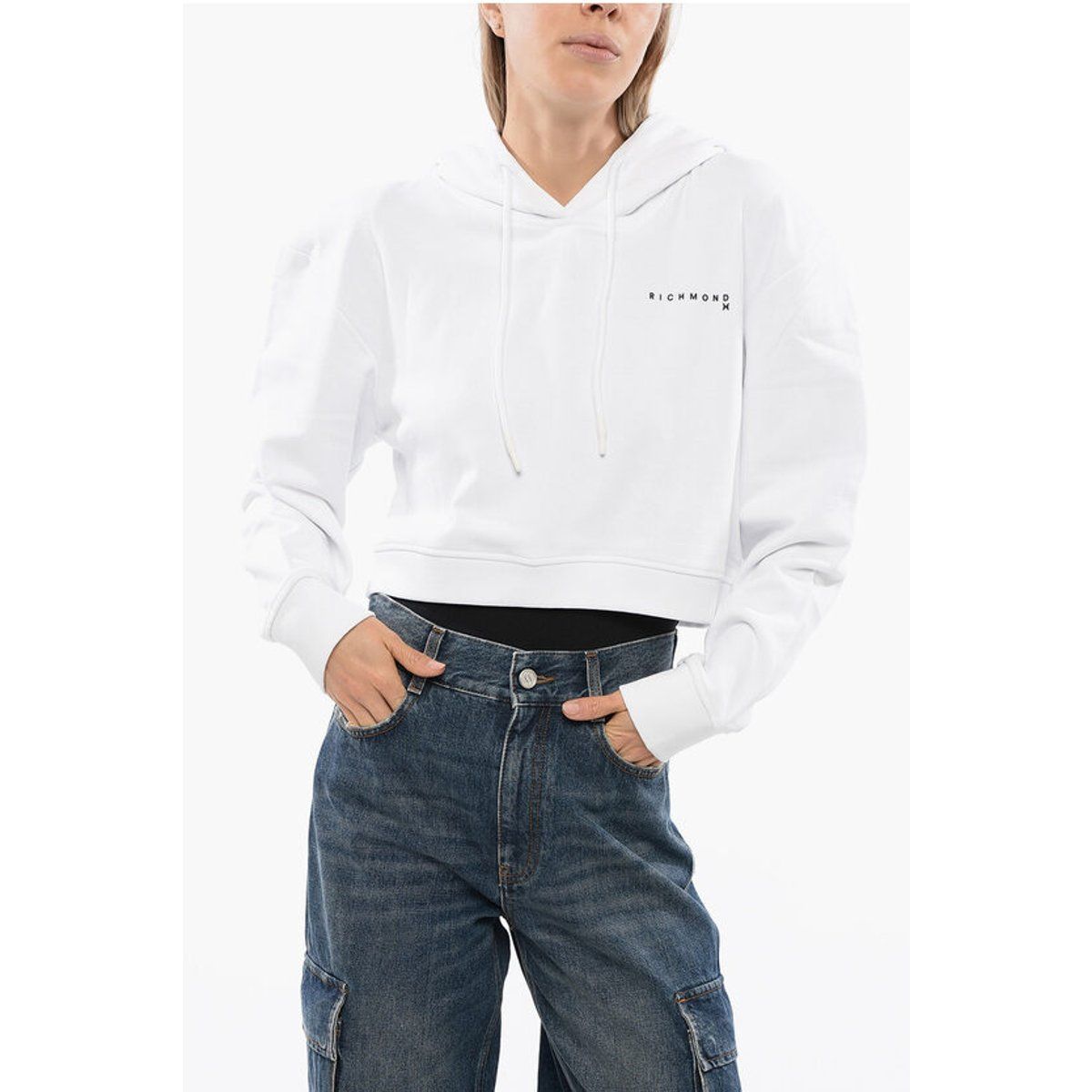 Kurzes Kapuzen-Sweatshirt mit Logo