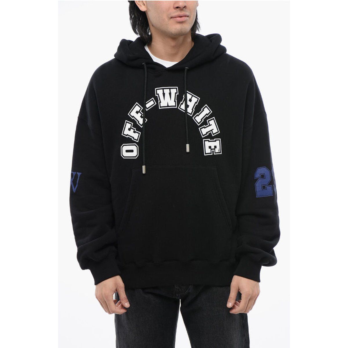 Kapuzenpullover aus gebürsteter Baumwolle mit Fußball-Print