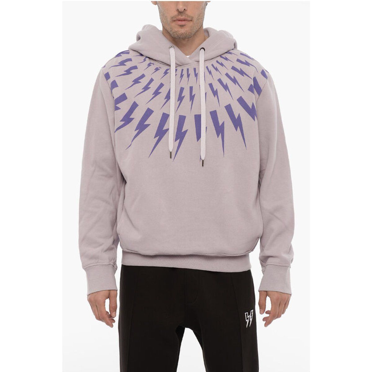 Kapuzenpullover aus Baumwolle mit Thunderbolt-Grafikprint