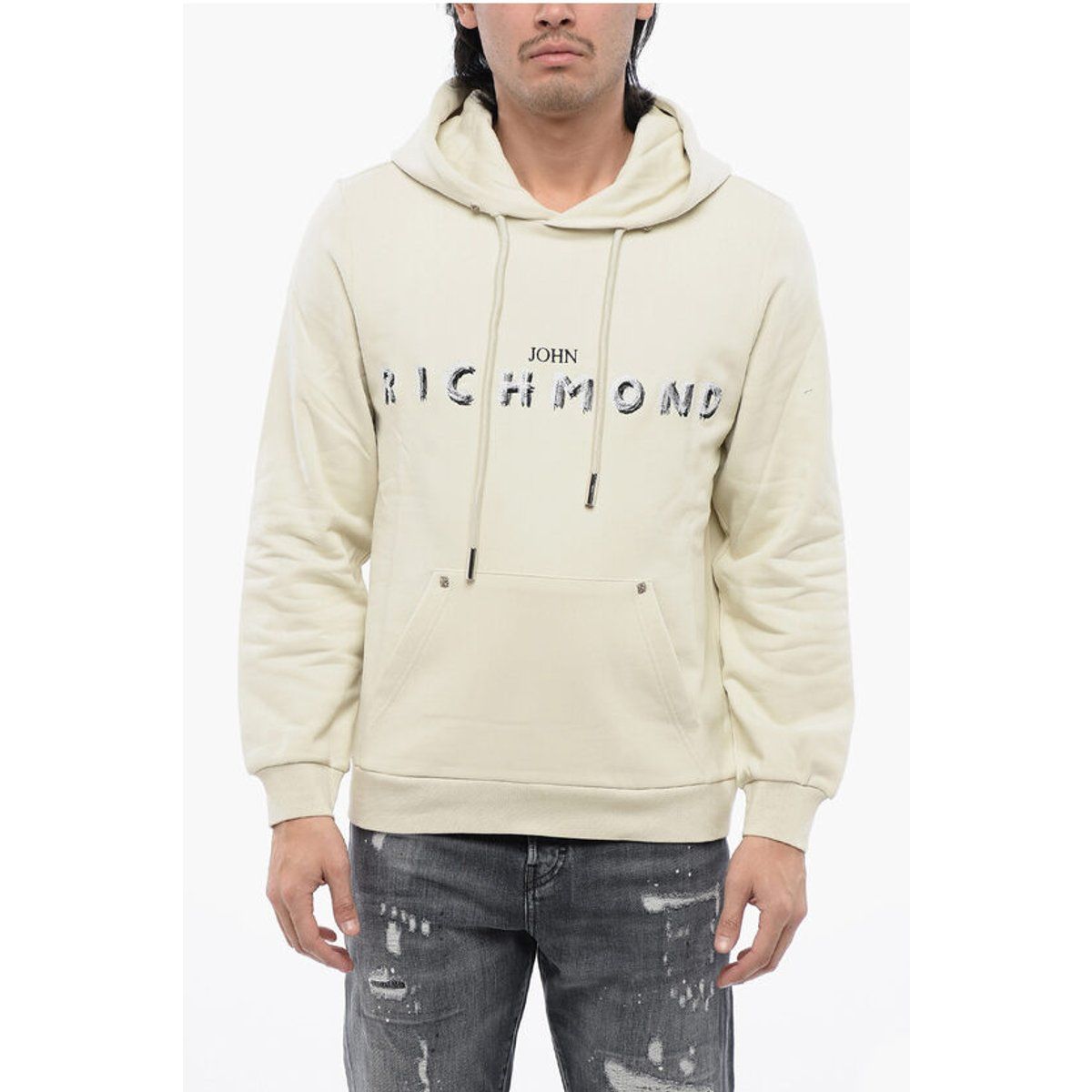 Kapuzenpullover aus gebürsteter Baumwolle mit Logo-Stickerei