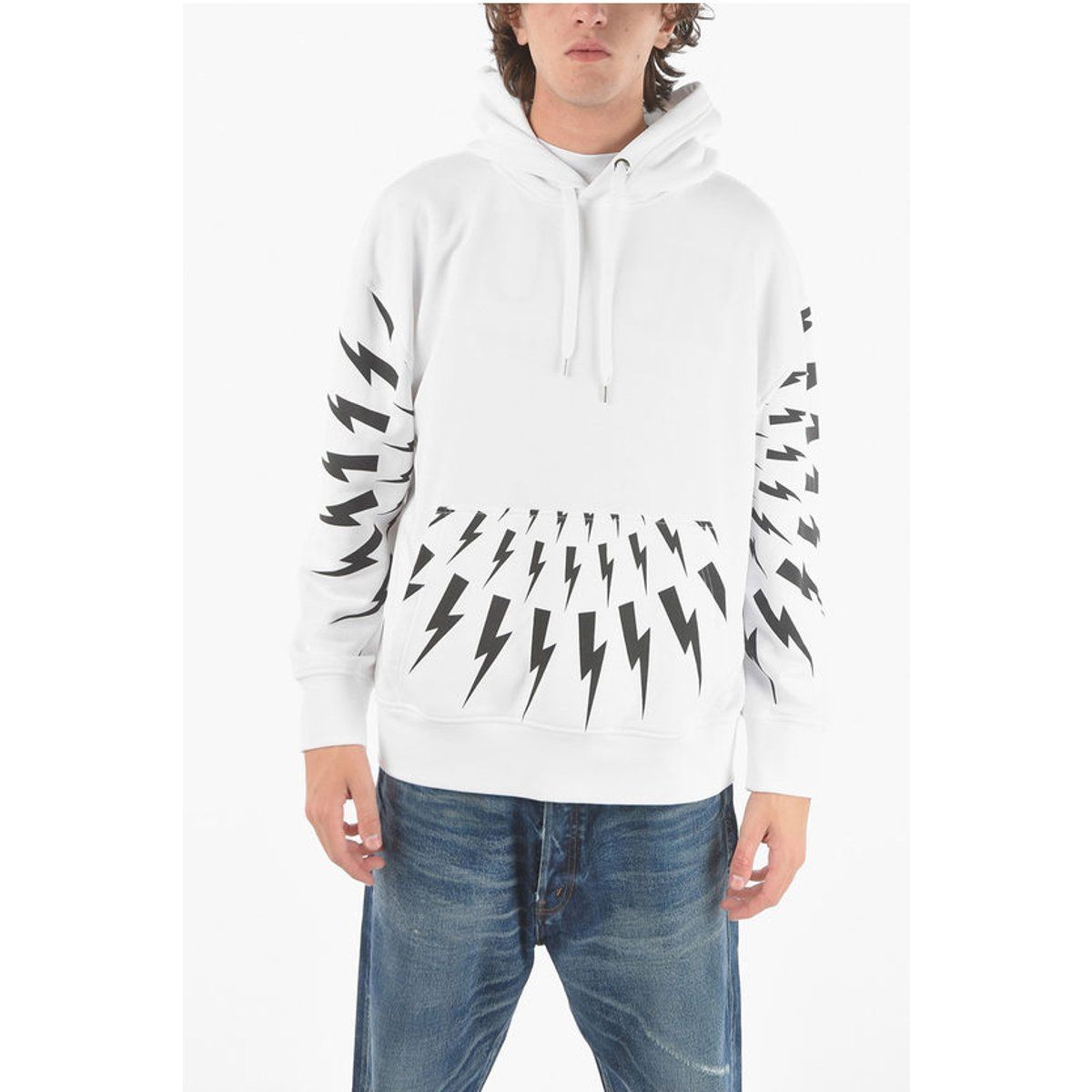 Kapuzenpullover mit Thunderbolt-Print und lockerer Passform