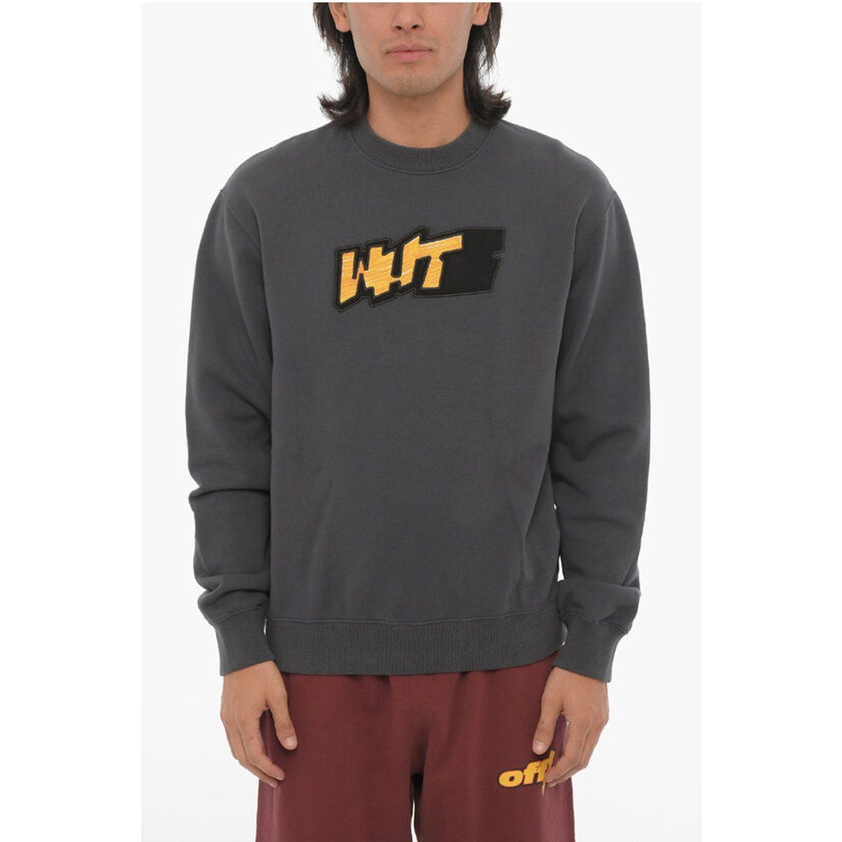 Graues Sweatshirt mit Logo-Stickerei