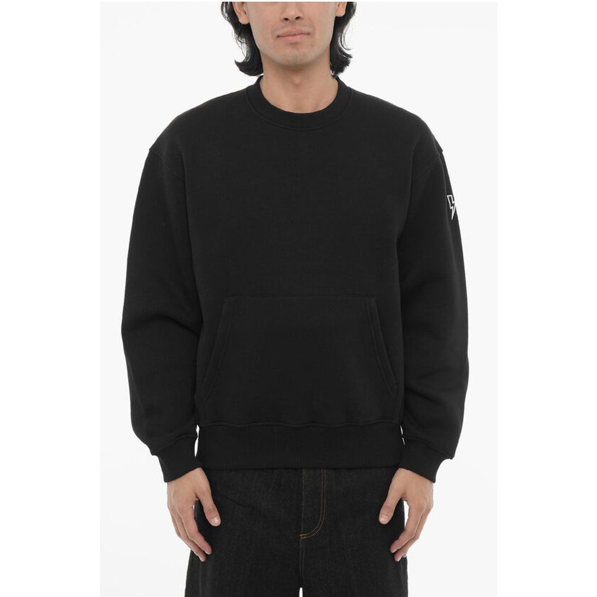 Locker geschnittenes Fleece-Rundhals-Sweatshirt