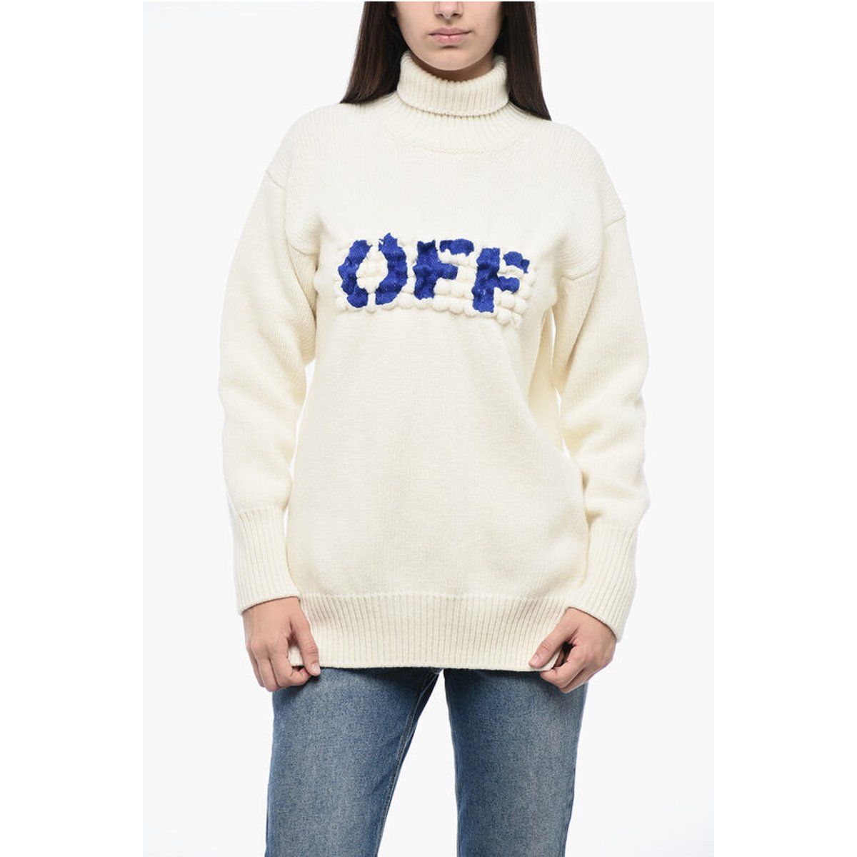 Rollkragenpullover mit gesticktem Logo