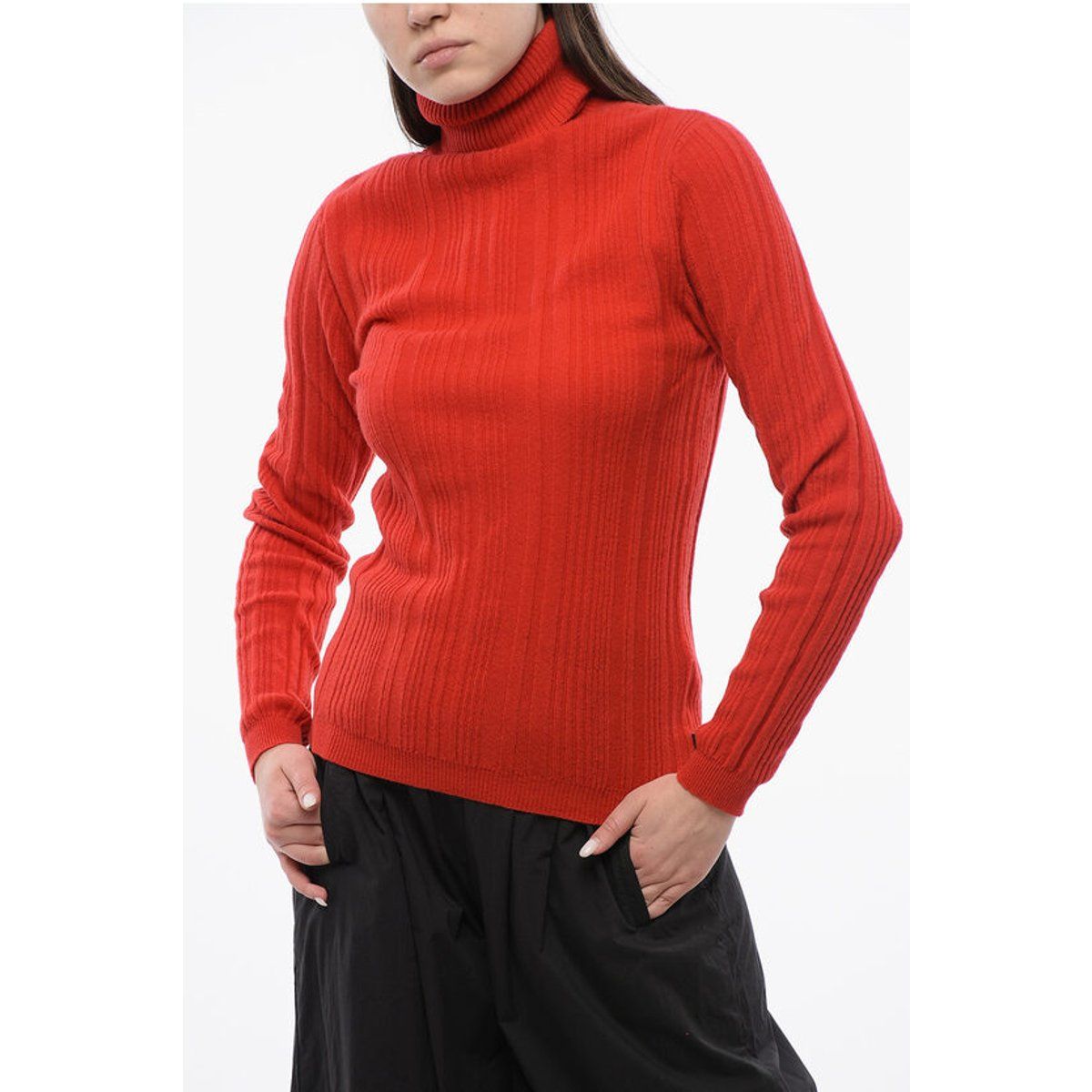 Gerippter Rollkragenpullover aus Kaschmir-Mischgewebe