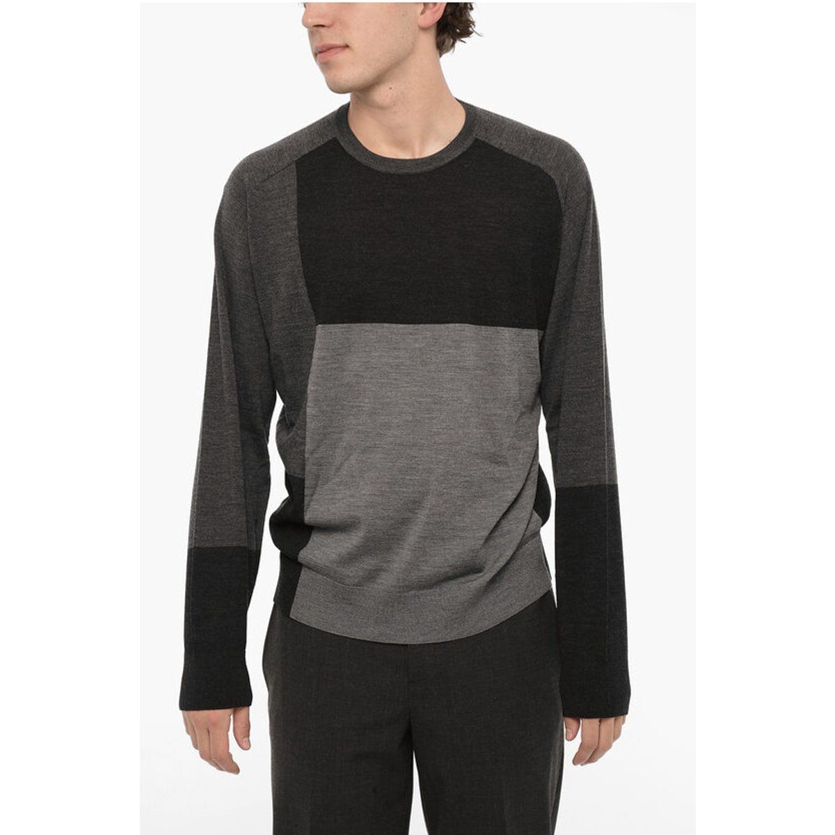 Zweifarbiger Strickpullover aus Wollmischung