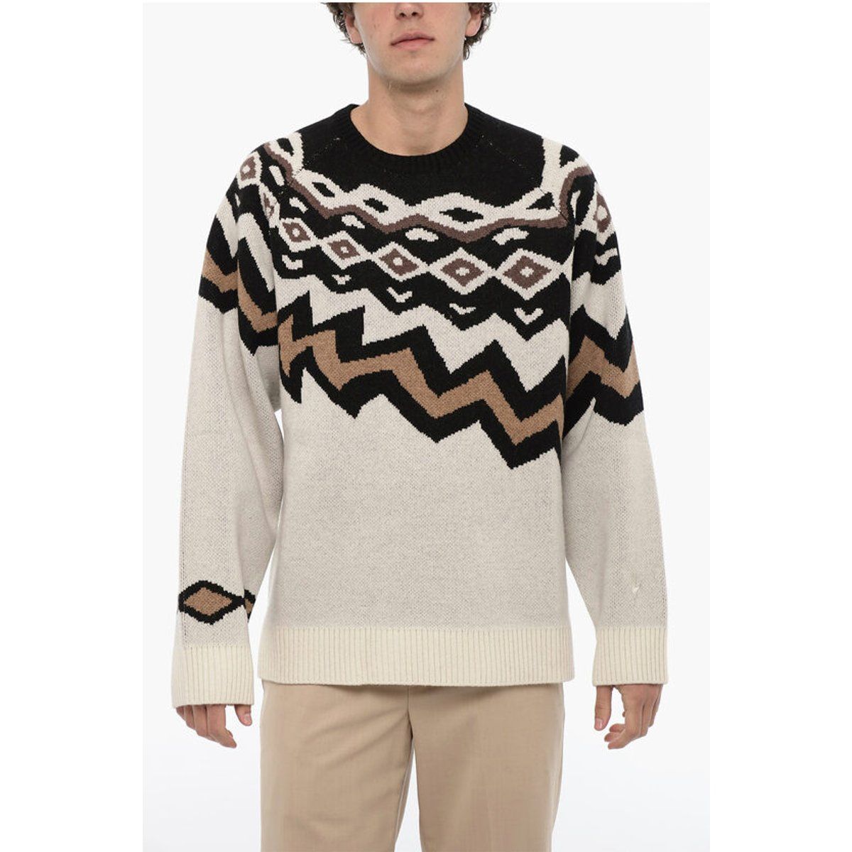 Wollmischung Pullover mit Muster, Boxy Fit