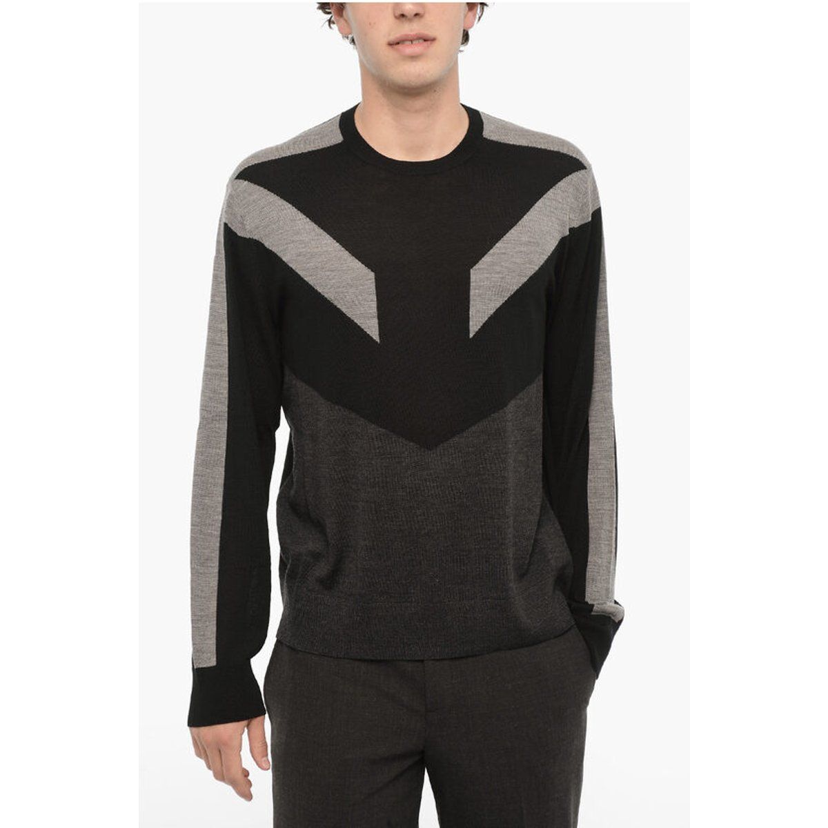 Moderner Farbblock-Wollpullover