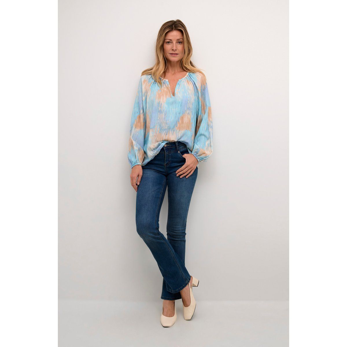 Langarm-Bluse Regular fit blue