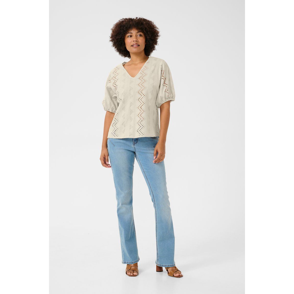 Kurzarm-Bluse Regular fit offwhite